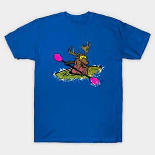 Kayaking Alaskan Moose, Creep Werks Moose in a Kayak T-Shirt